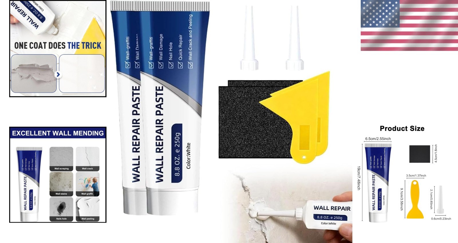 2-Piece Quick-Drying Drywall Repair Kit: Efficient Solution for Holes & Cracks