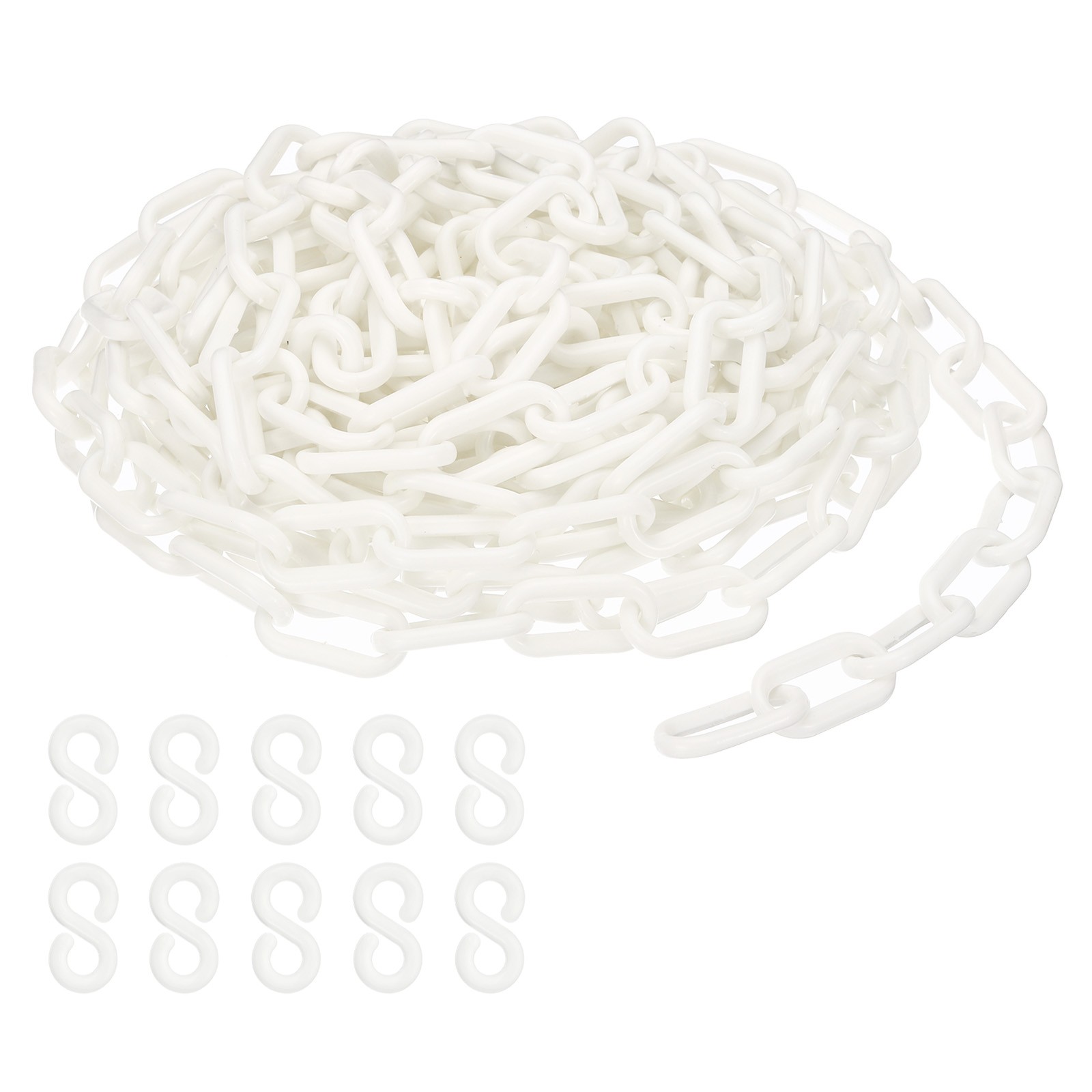 Plastic Chain 25 FEET Safety Barrier Chain for Crowd Control 1/4" 6mm White
