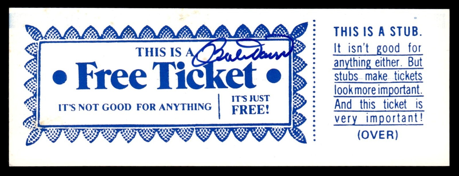 Bobby Bob Doerr Baseball Signed Religious Free Ticket Auto *X3191