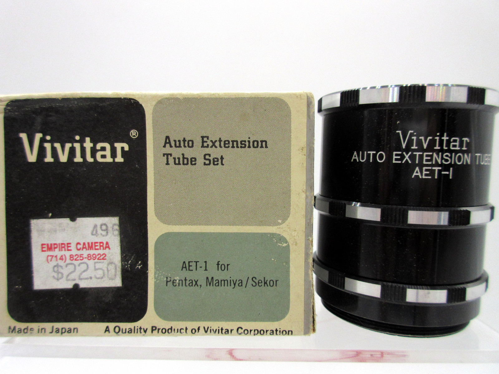 New Vivitar Auto Extension Tube Set AET-1 For Pentax Mamiya/Sekor Made in Japan