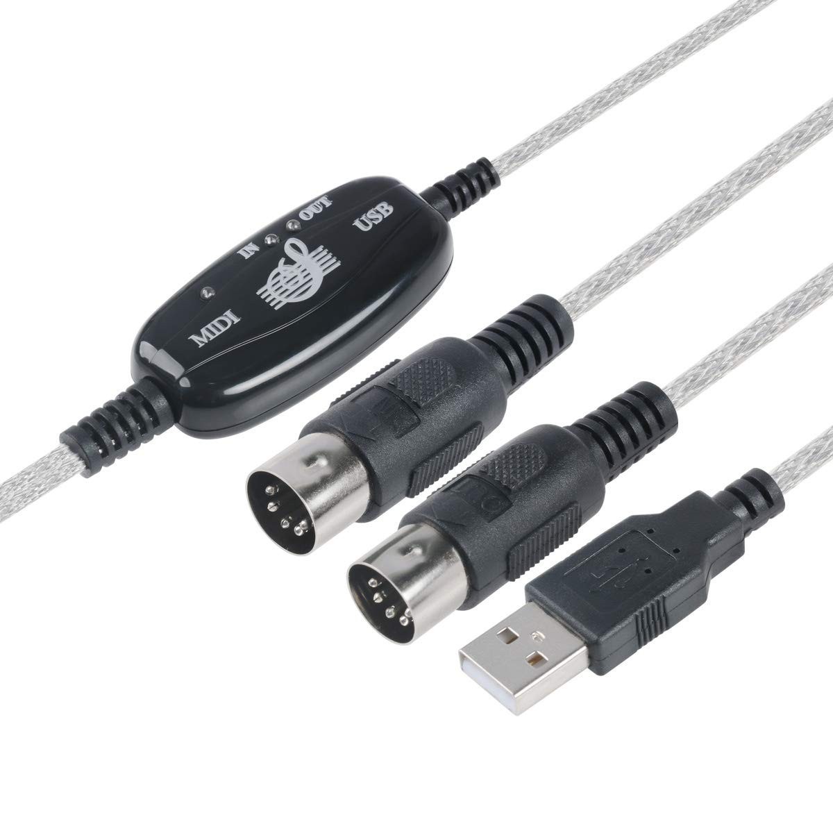 IN-OUT MIDI to USB Interface Converter Cable Music Keyboard PC Adapter Cord