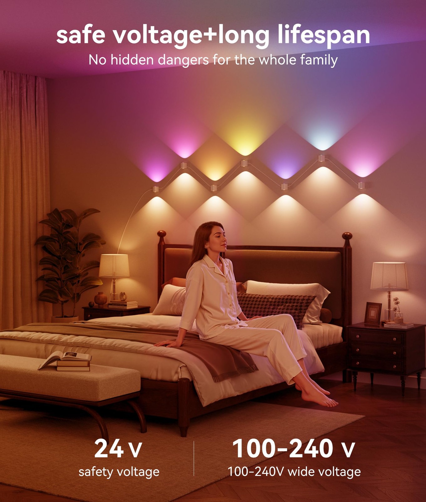 8-Light RGBCW Wall Sconce Light, Up/Down Bedroom Wall Lights, Music Sync, DIY...