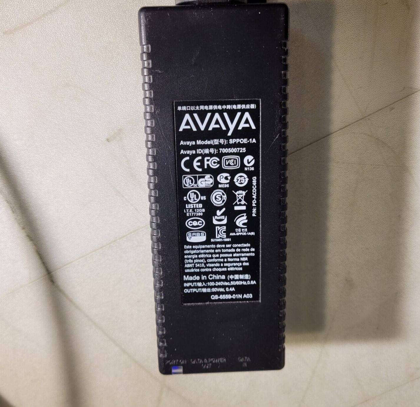 Avaya SPPOE-1A POE Power Over Ethernet Injector Power Supply 700500725