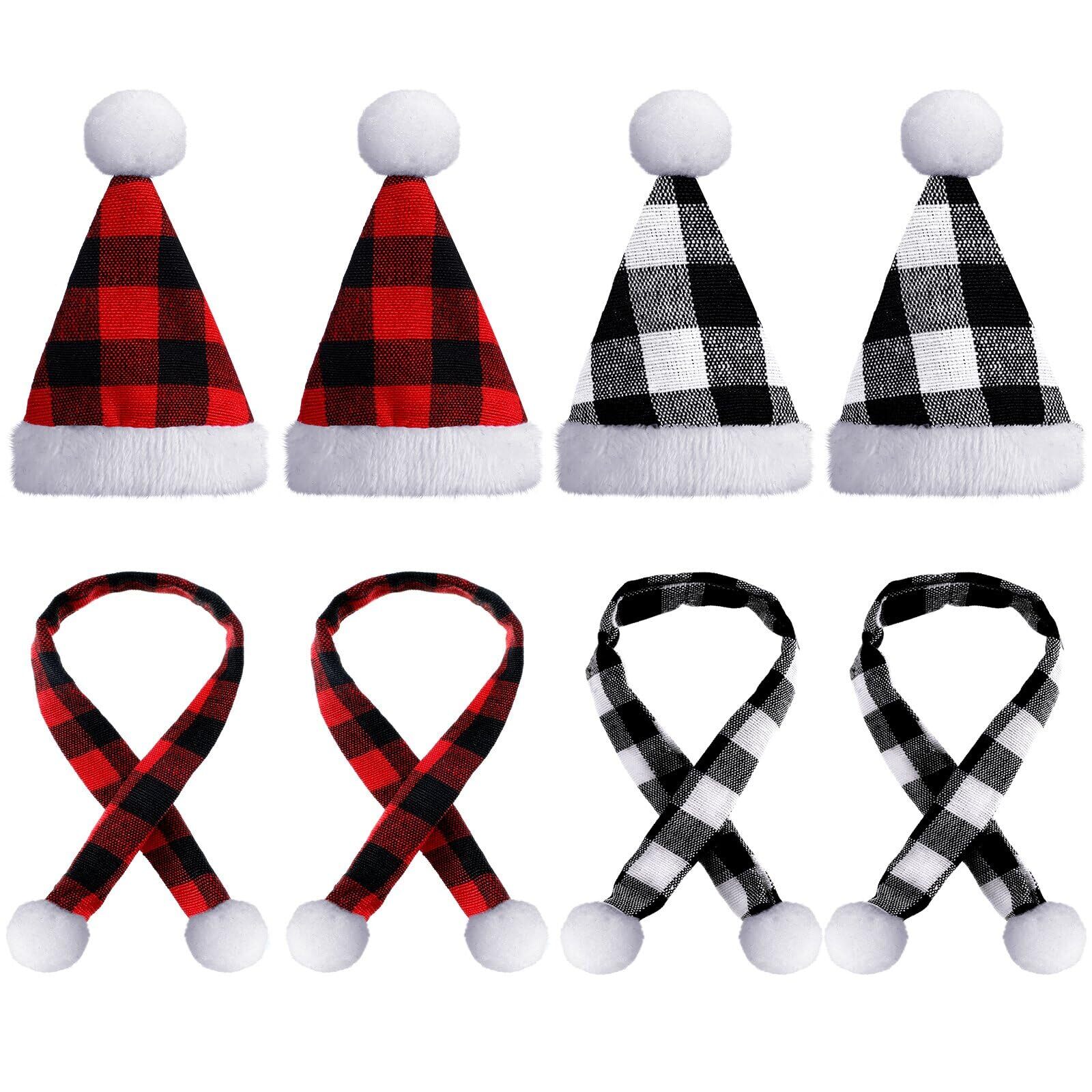 Mini Santa Hats 8pcs Red Black White Wine Bottle Xmas Craft Ornaments Small