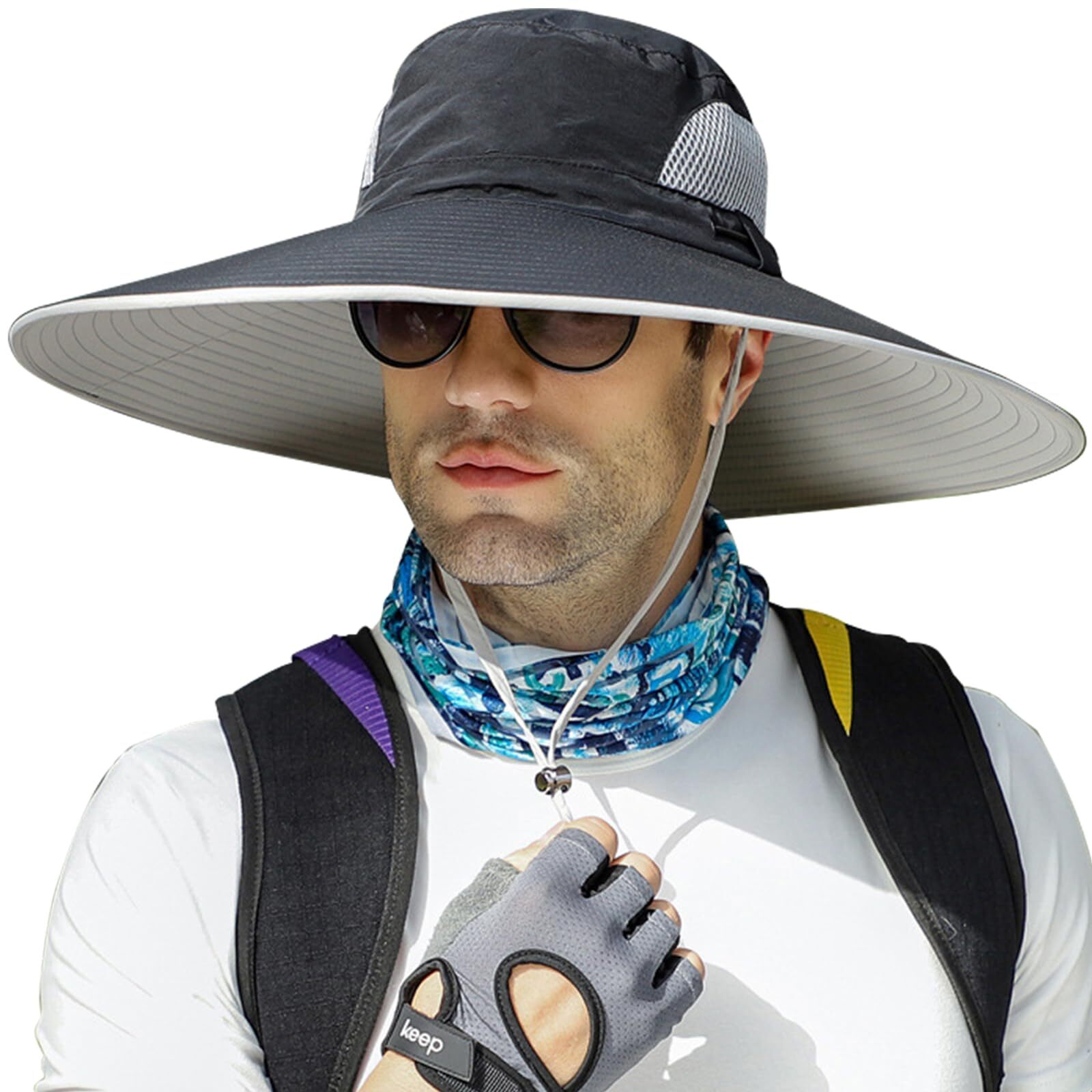 Super Wide Brim Sun Hat UPF 50+ UV Waterproof Fishing Hat for Men Women