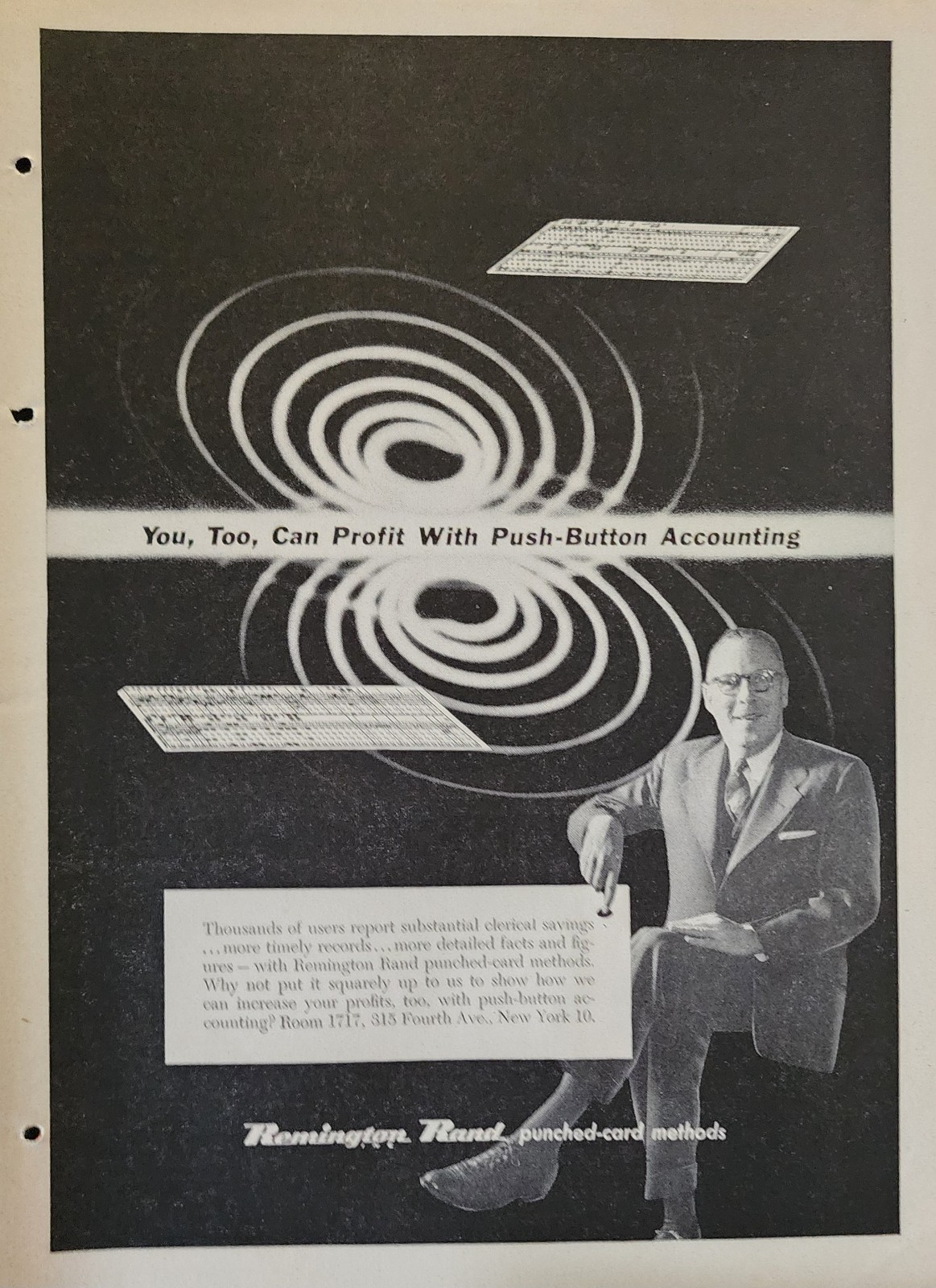 Remington Rand Accounting Picture Magazine Ad Original Vintage Decor Push Button
