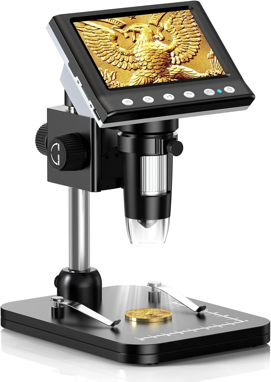 4.3'' IPS Coin Microscope 1000X Magnification Digital 8 LED Windows TF Card