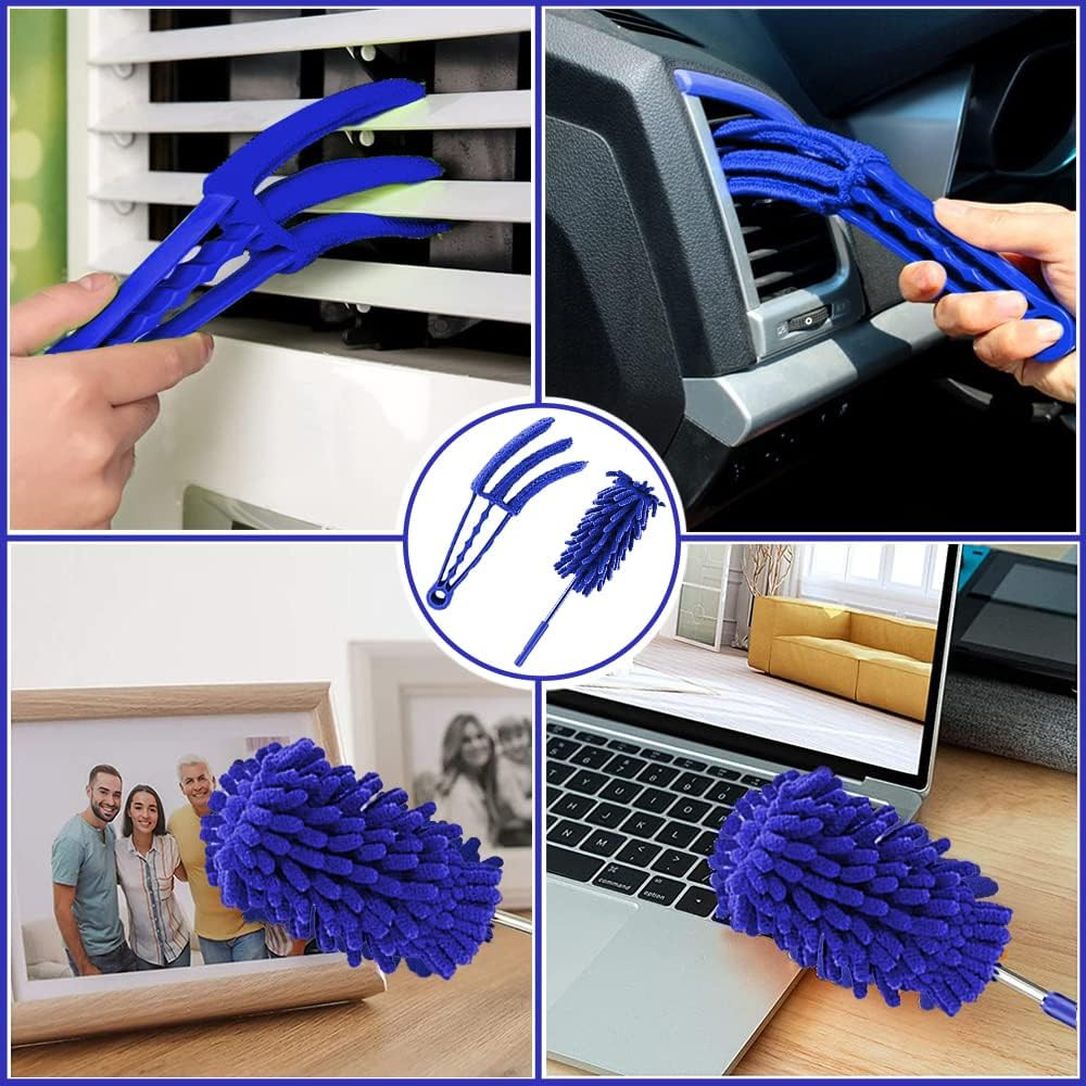 Microfiber Duster, 8PCS Feather Duster with 100 Inch Telescoping Extension Pole,