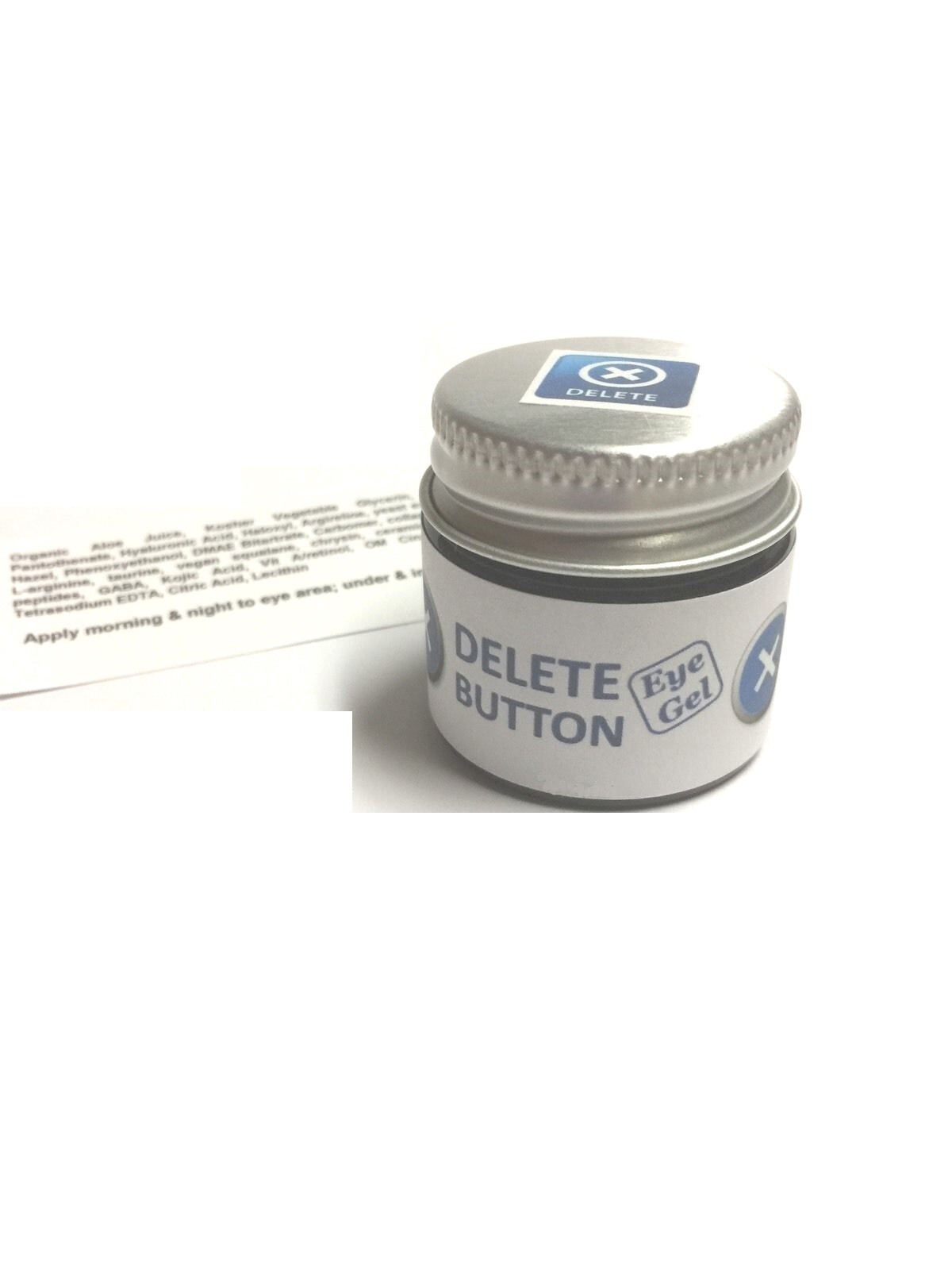 Delete Button Eye Gel Jar DMAE Haloxyl Caffeine Eyeseryl Puffy Dark Circles .5oz