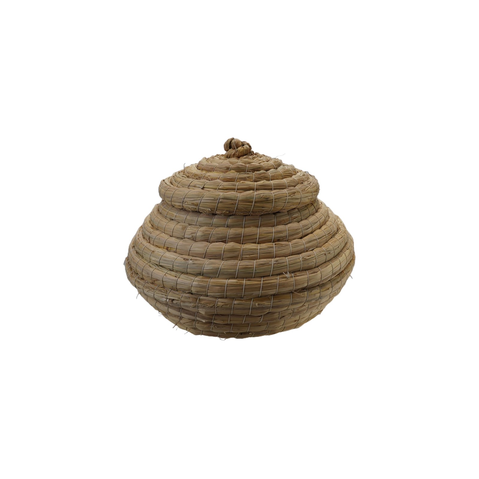 Creative Co-Op Woven Straw Basket with Lid, Natural