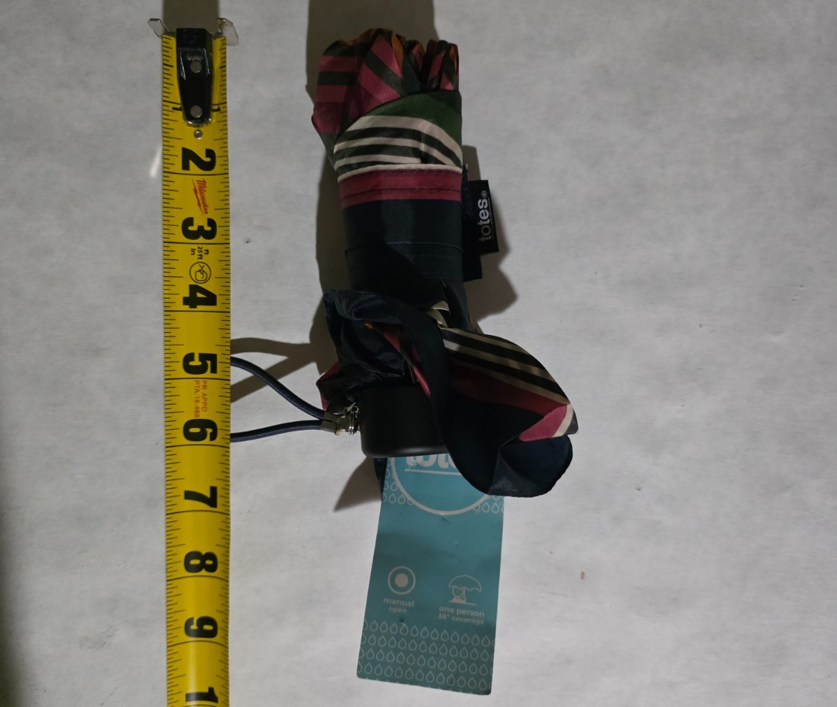 Totes Mini Colorful Umbrella 38" Arc Manual Open and Compact