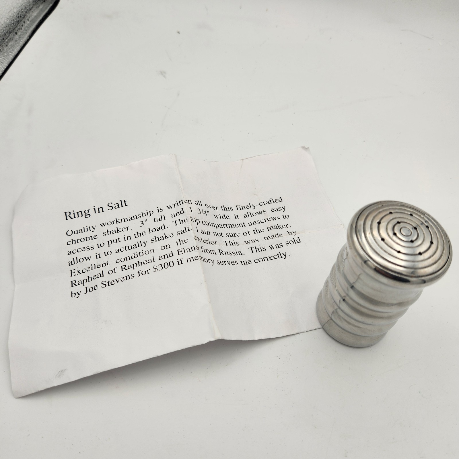 El Duco Style Ring In Salt Magic Trick- Mint Condition-Rare!