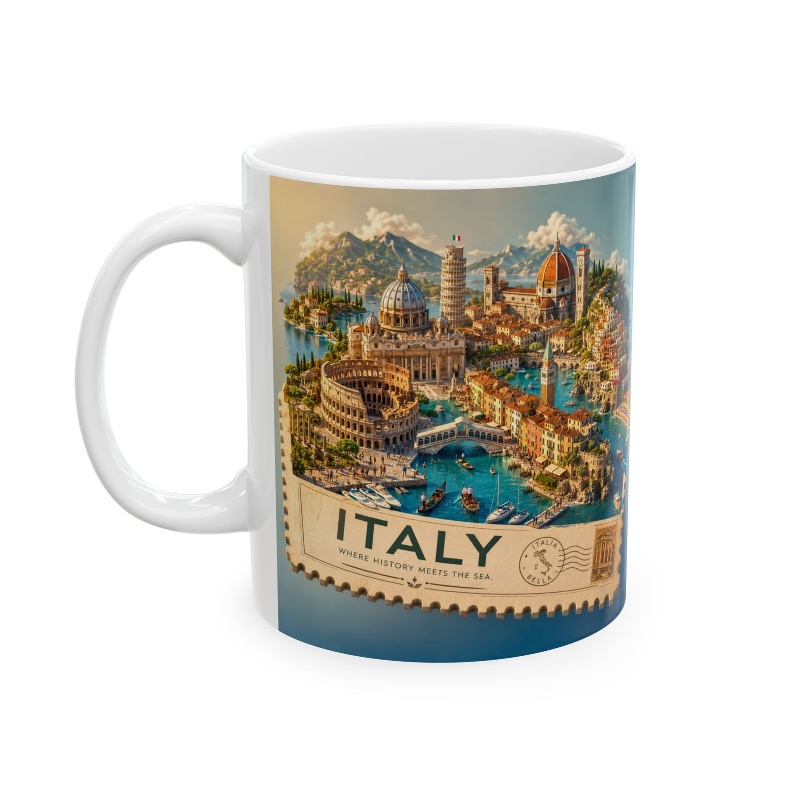 Italy travel postcard art Mug | Italy ceramic mug