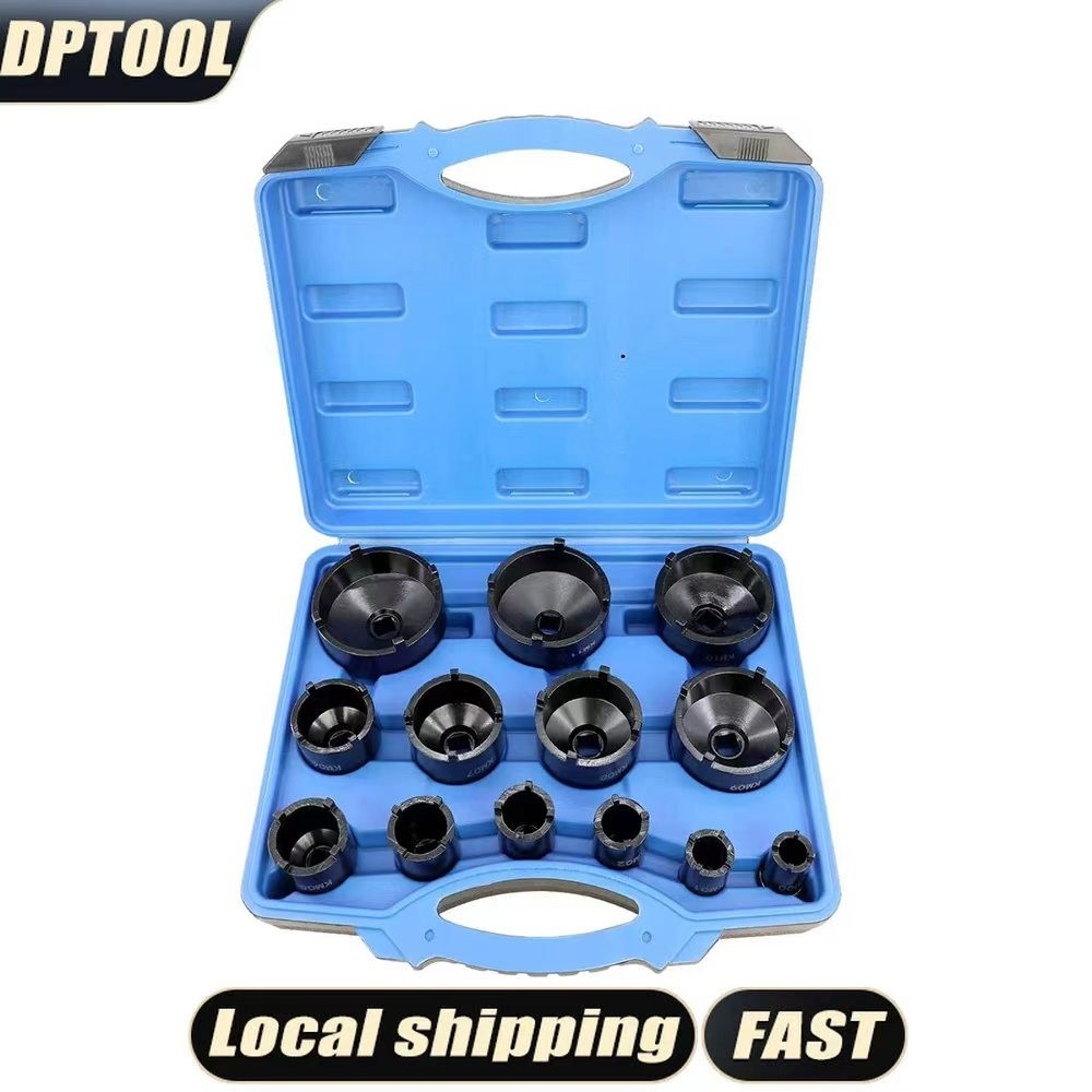 13pc Spindle Nut Socket Kit for Ball Joints Axle Locknuts KM Groove Nuts