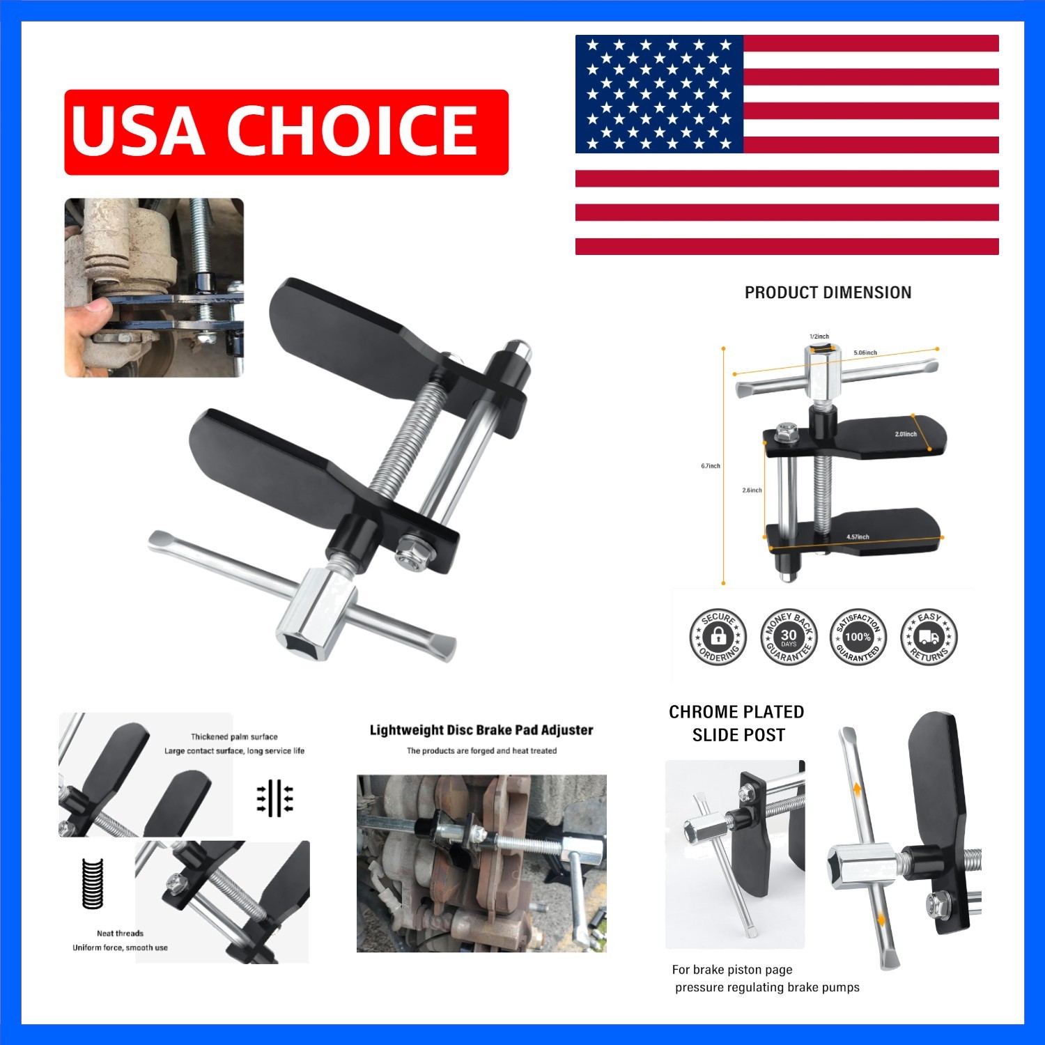- Heavy Duty Disc Brake Pad Spreader Tool for Brake Piston - Universal Car Ac...