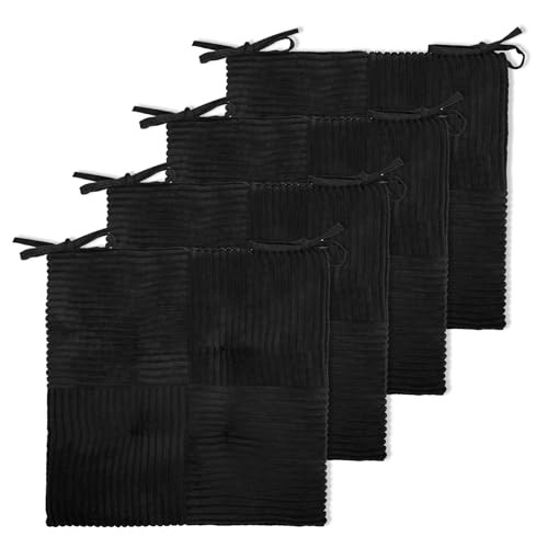 Office Stacking Chair Cushions Pack, Corduroy High Density Foam Kitchen 4 Black
