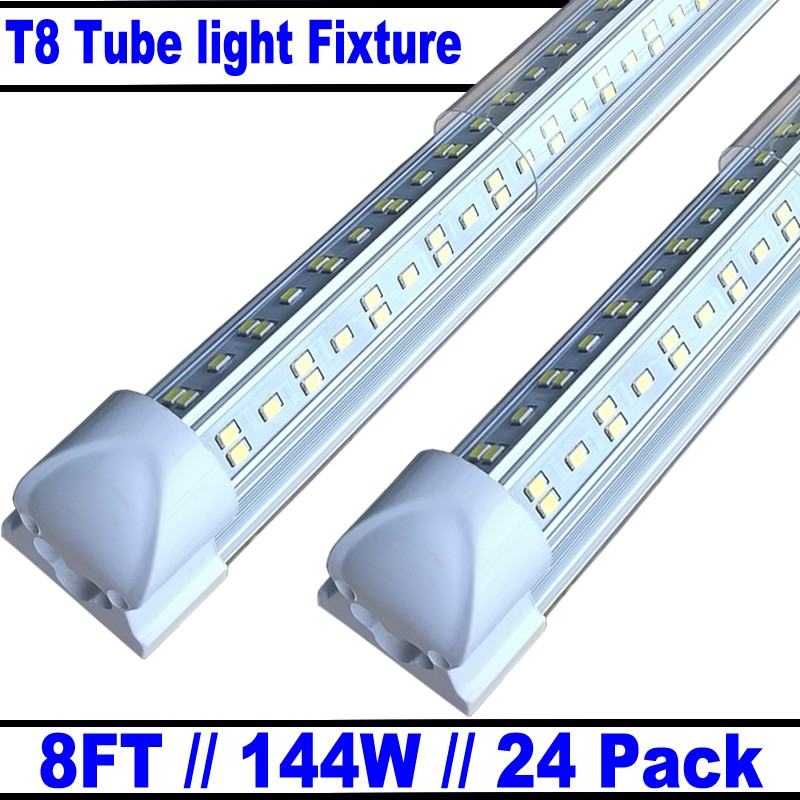 24PACK Led Shop Light 8 FOOT 144w 8FT LED Tube Light T8 Integrate 4 Row Fixture