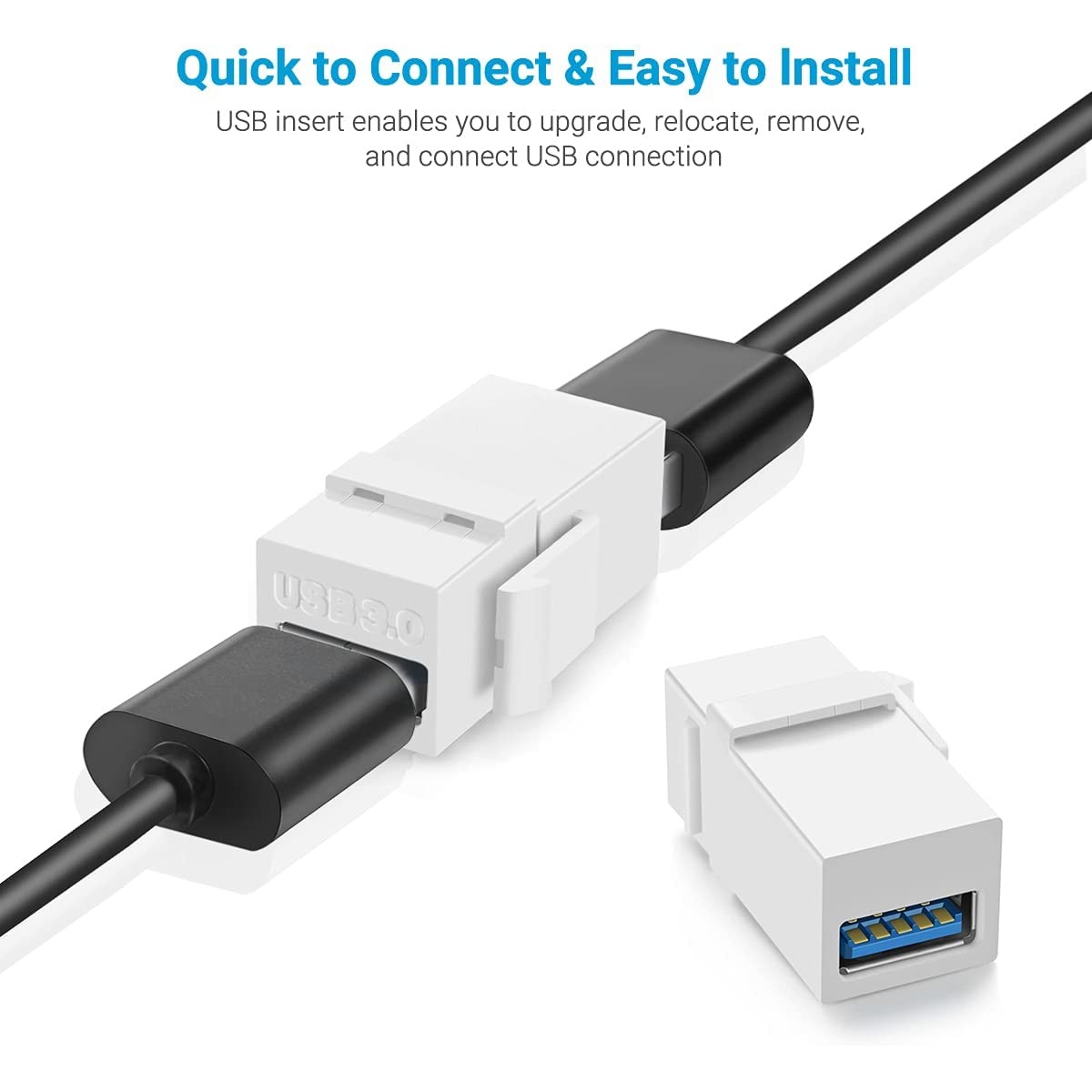 URWOOW USB 3.0 Keystone Jack Inserts (2 Pack) 2 Pack, White