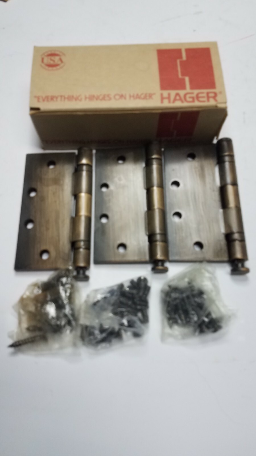 HAGER 010029 BB1279 4.5" x 4.5" FULL MORTISE HINGE 3 PACK OIL RUBBED BRONZE NIB