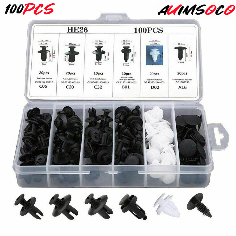 For Ford Car Push Pin Rivet Bumper Door Trim Panel Retainer Clip Fastener Kit