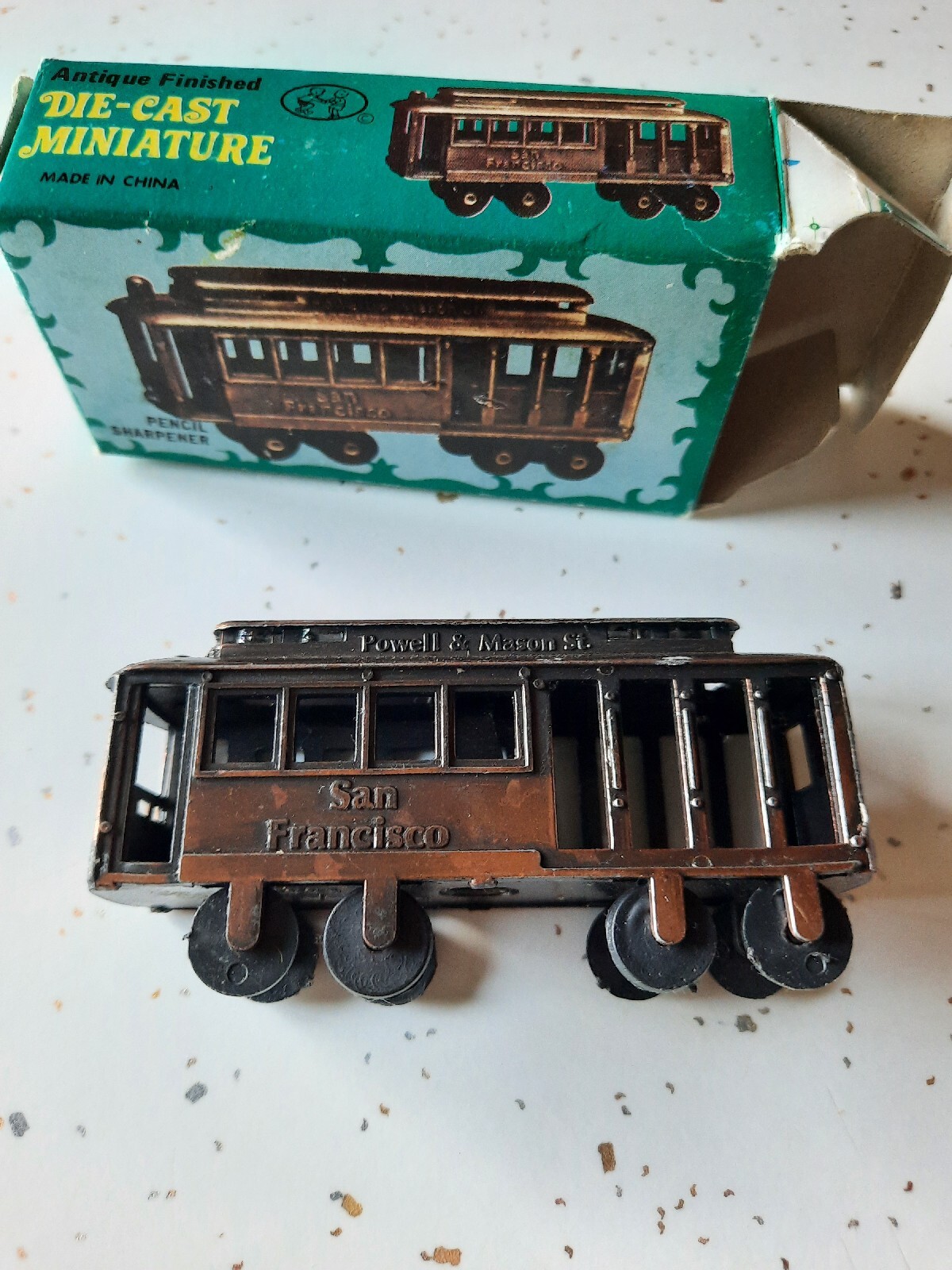1985 Trolley Pencil Sharpener Metal Die Cast Miniature San Francisco Car Train