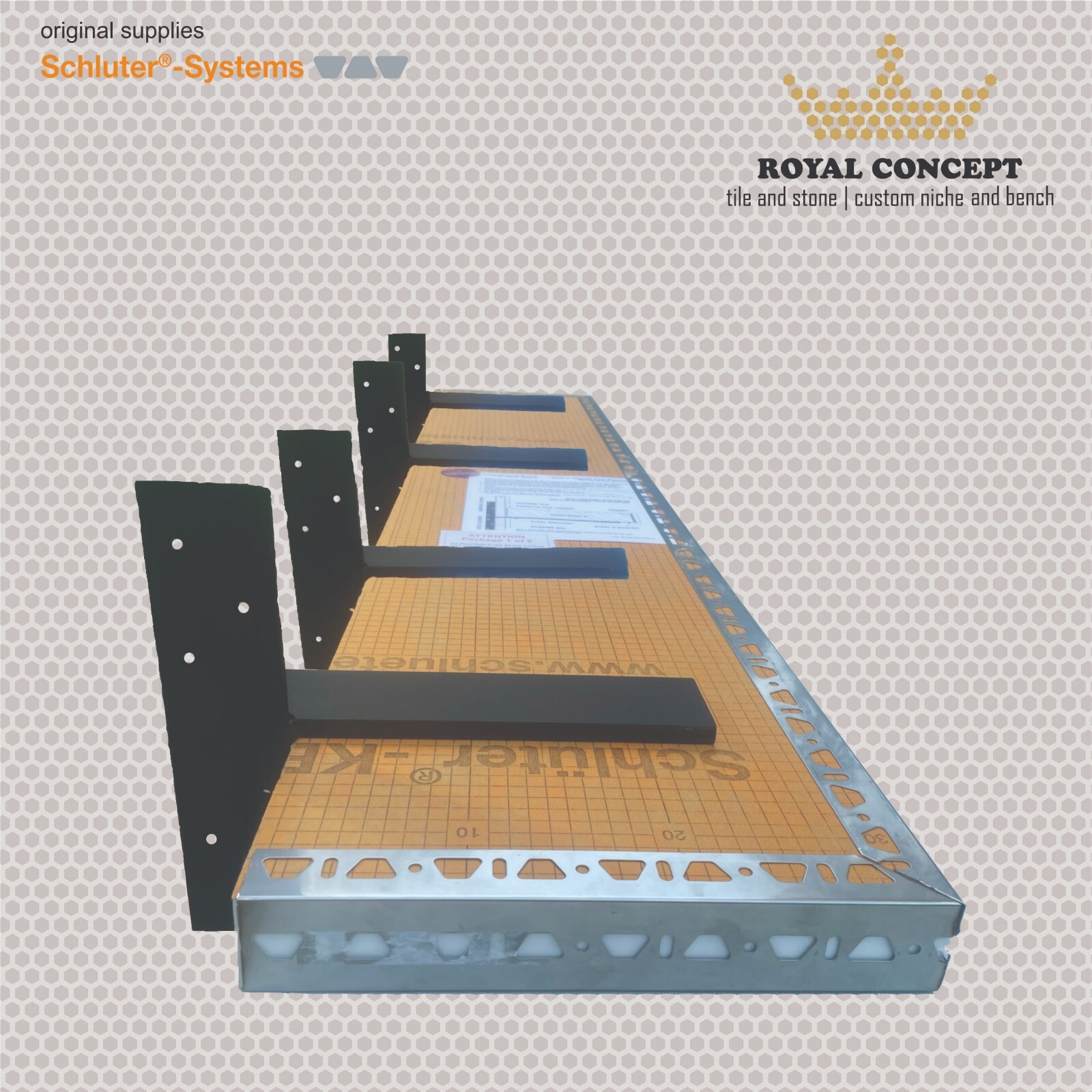 WALK-IN SHOWER 4 Brackets | Floating Shower Bench KERDI-BOARD 2''| L 60 x W16 in