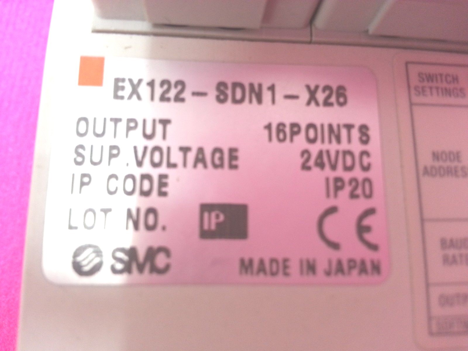 SMC EX122-SDN1-X26 DEVICEENET SERIAL UNIT,USED