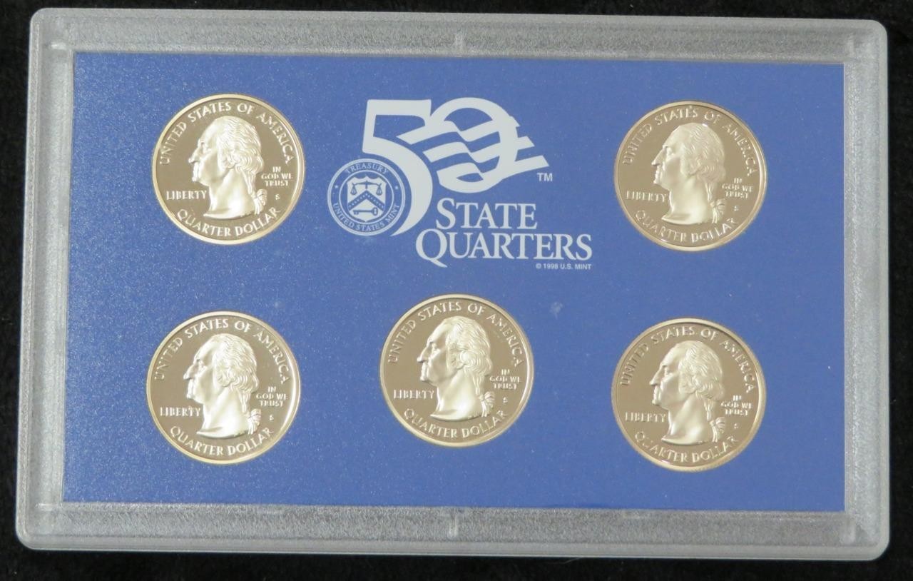 2004-S United States Mint Proof Quarter Set * Proof * 5 Coins * Box & COA