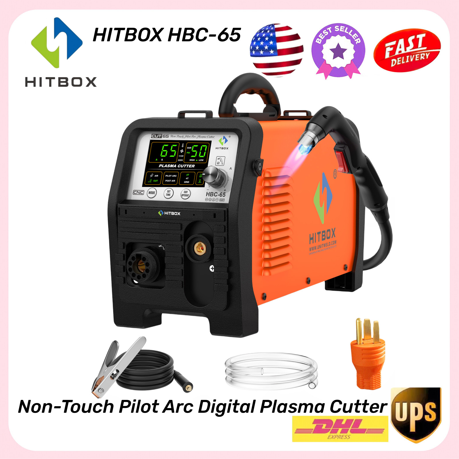 HITBOX Non-Touch Pilot Plasma Cutter 65A 110V/220V Portable IGBT Cutting Machine