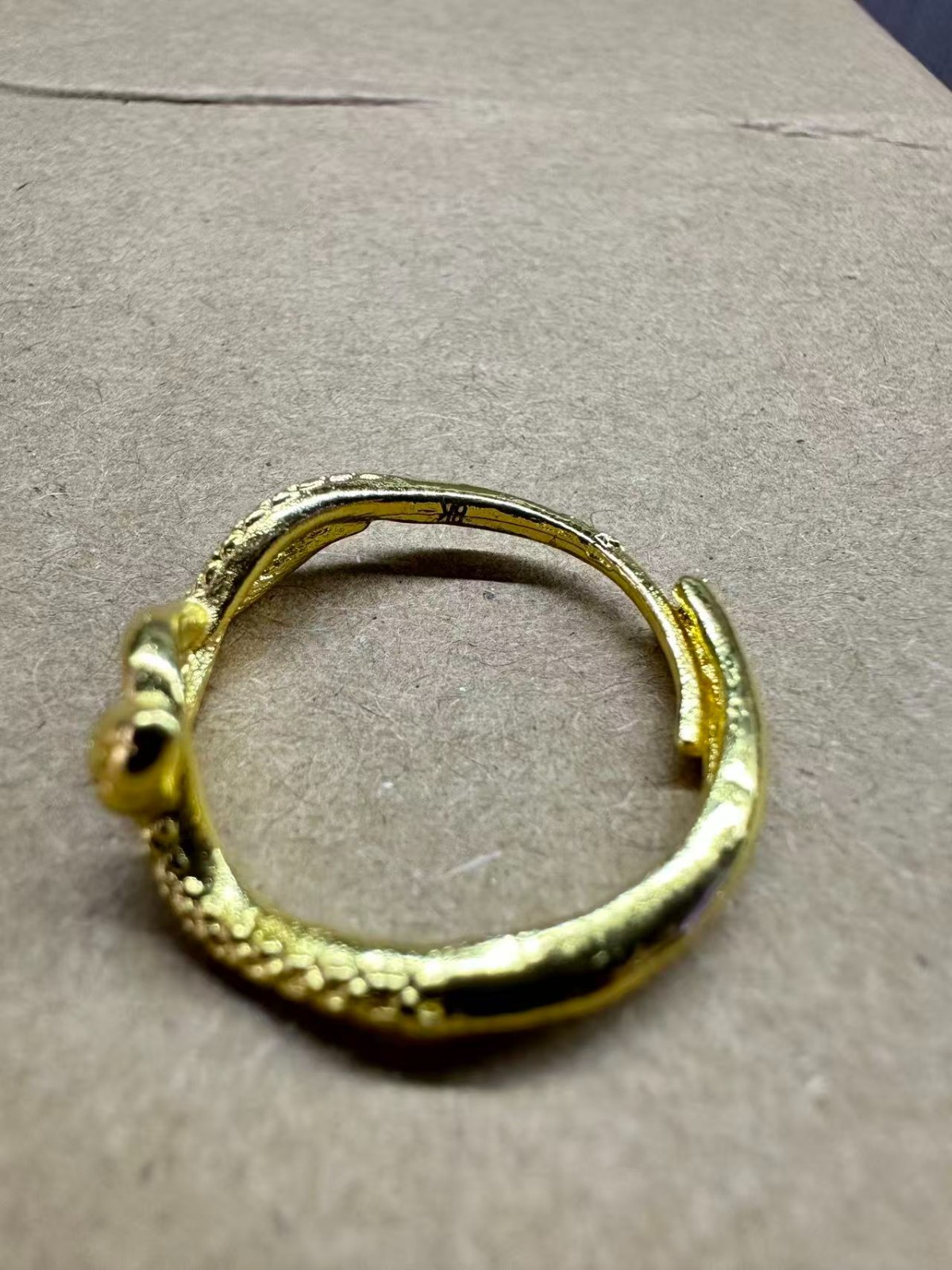 8K Solid Yellow Gold Rope Ring Band Adjustable size