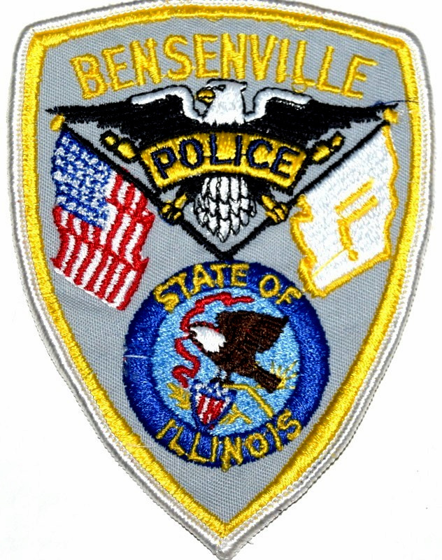 BENSENVILLE – POLICE - ILLINOIS Police Patch STATE SEAL STATE FLAG US FLAG USED