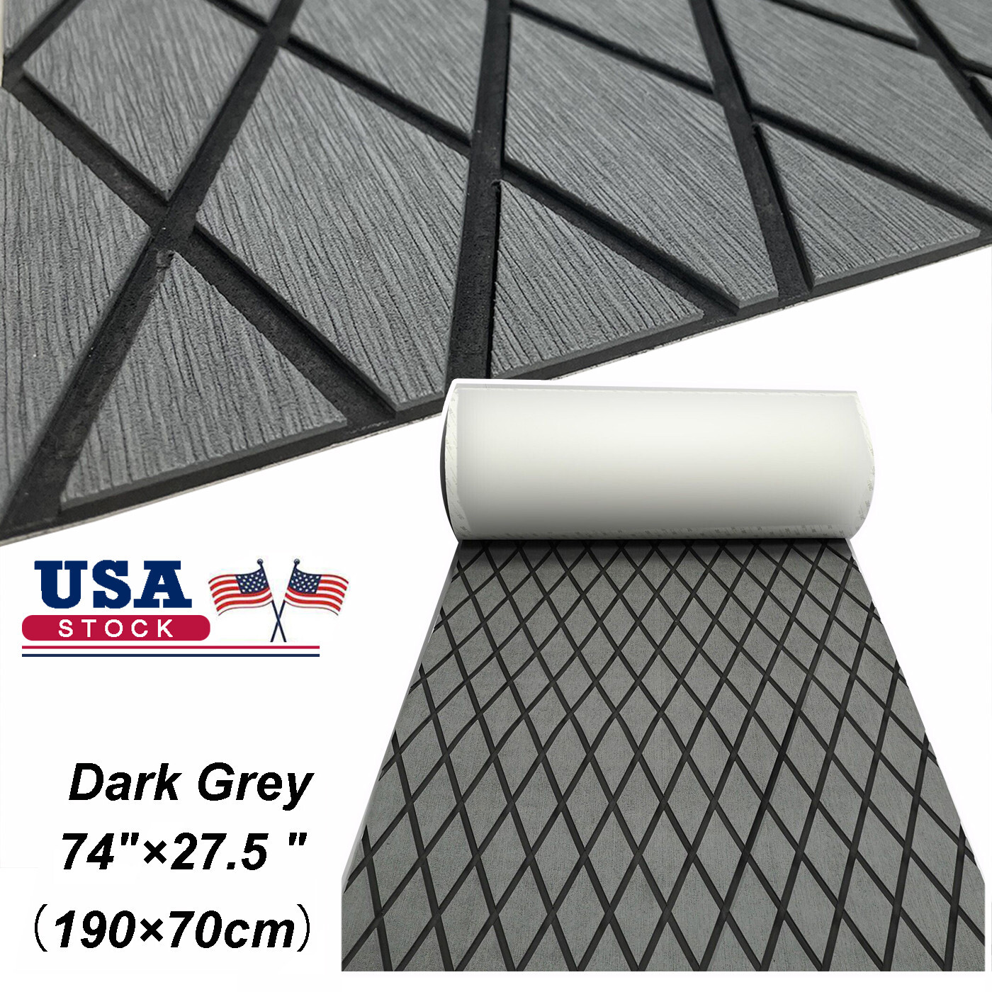 EVA Foam Boat Flooring Marine Sea Decking Carpet , Dark Gray Diamond Pattern Mat