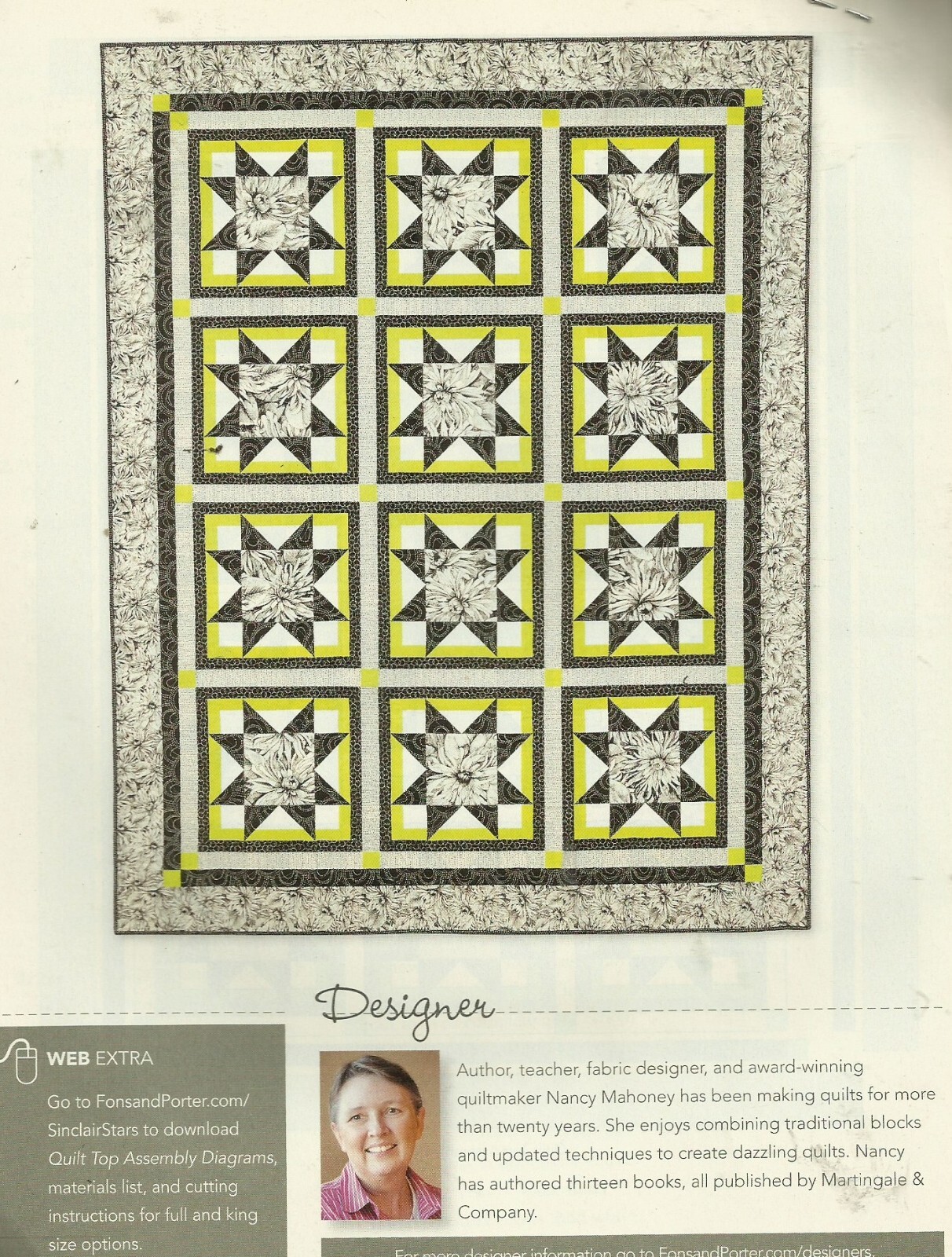 B0392 SINCLAIR STARS QUILT PATTERN/INSTRUCTIONS