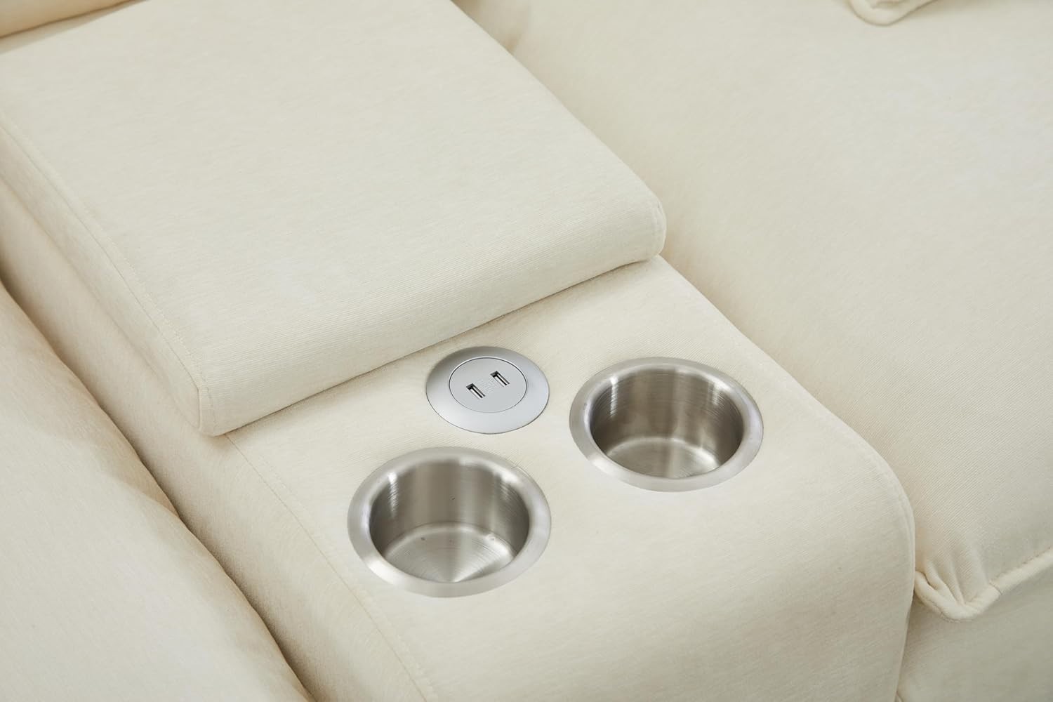 145" U Shaped Sectional Sofa Cloud Couch W/ Console USB Charging Port Cup Holder