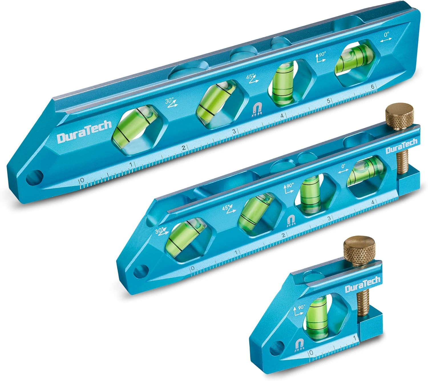 3-Piece Level Tool Set, Magnetic Torpedo Level with V-Groove | 2.5", 6.25", 8" L