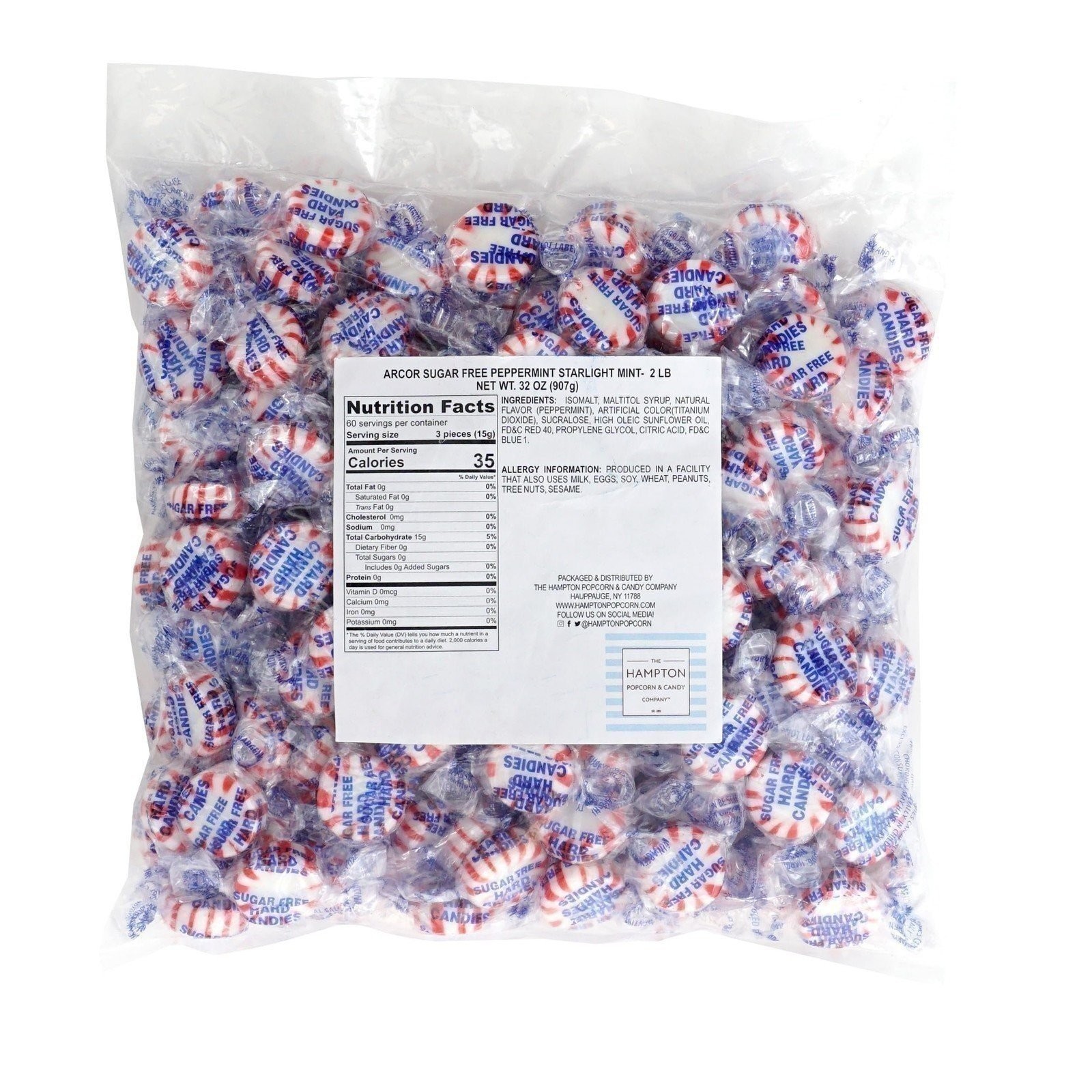 Arcor Sugar Free Peppermint Starlight Mints, 2 Pound Bulk Bag (Approx 140...