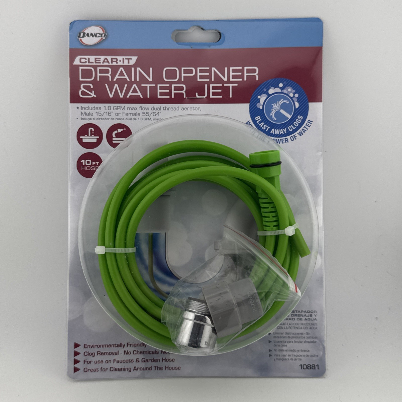 Danco  Clear-It  1-1/4 in. Drain Opener and Water Jet  10 ft.