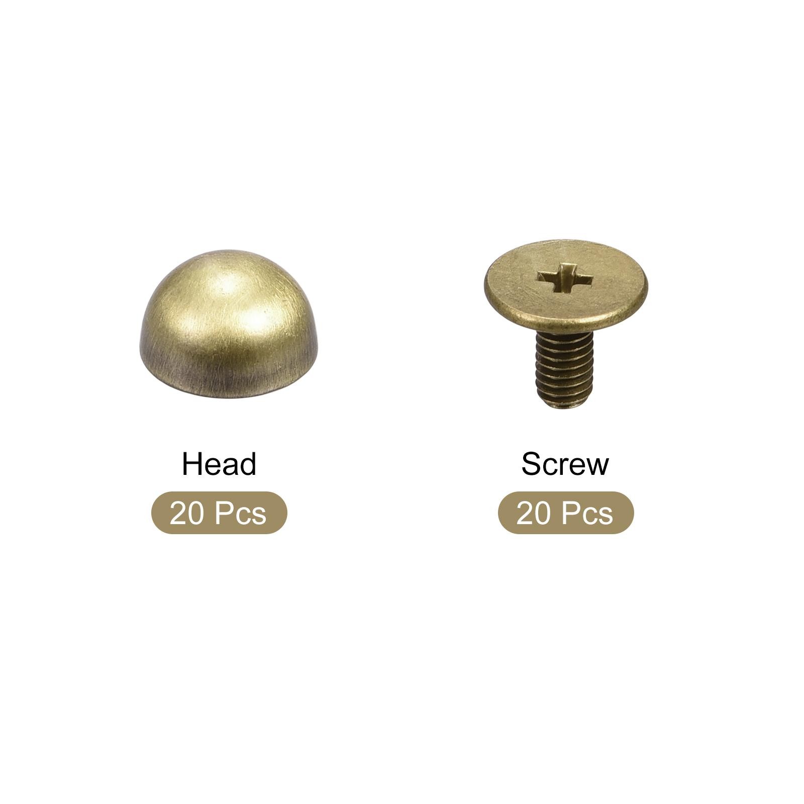 8x5mm Screw Back Rivets Solid Round Head Leather Studs Bronze Tone 20 Sets