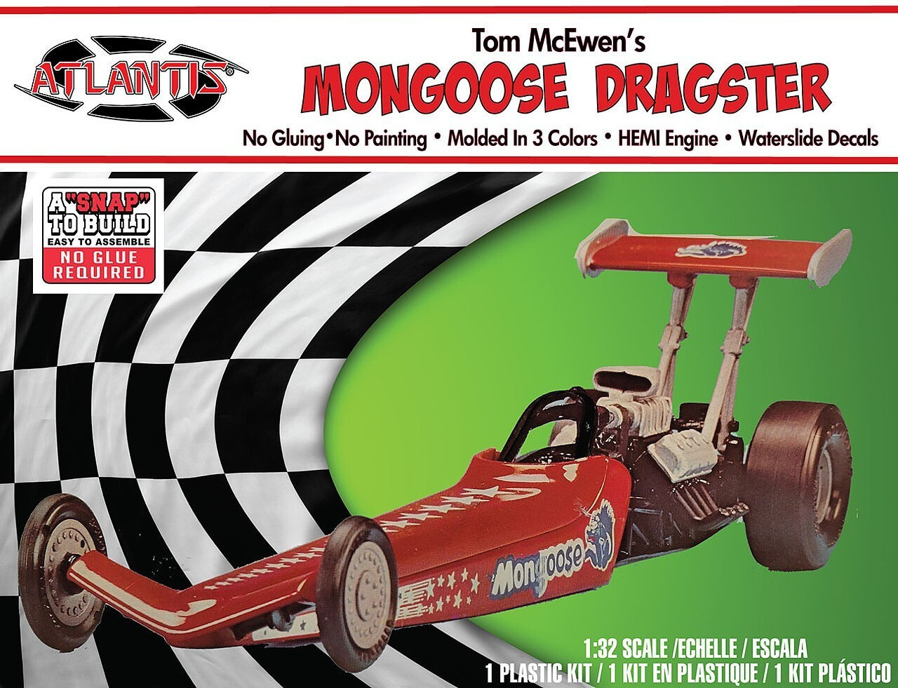 Atlantis Models H1120 Snap Tom Mcewen Rail Dragster 1:32 Plastic Model Kit