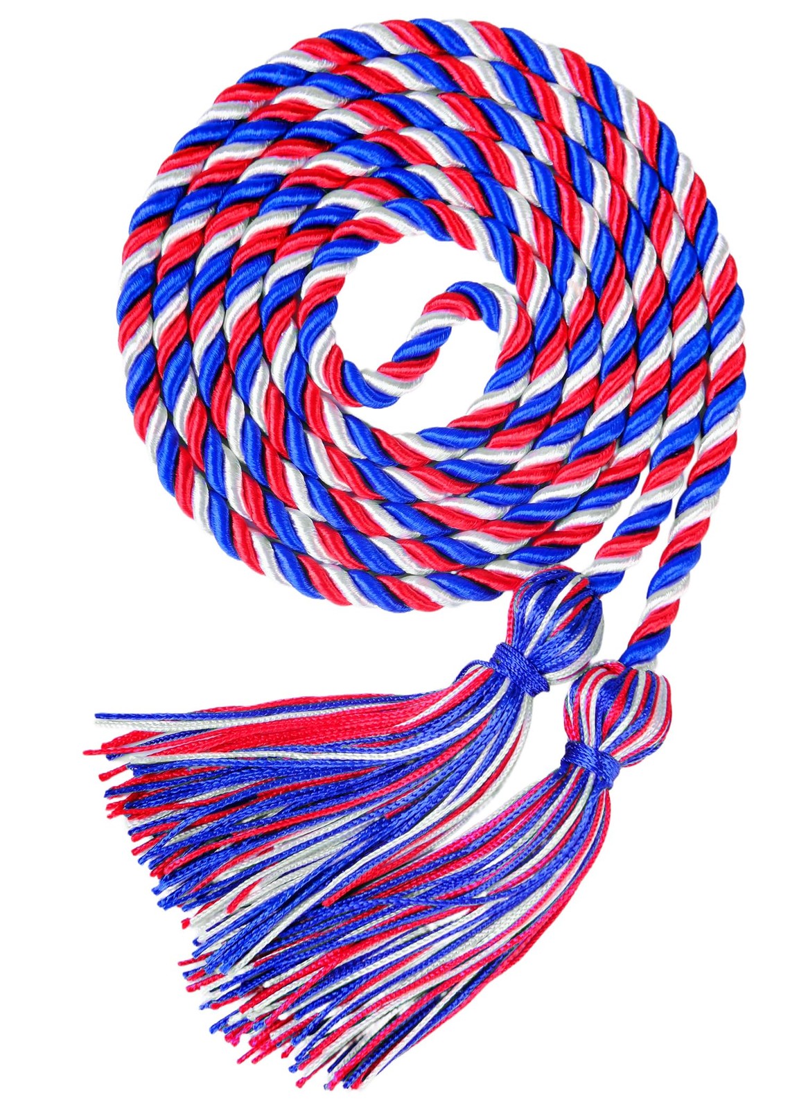 Graduation Honor Cords, 68" Long (Royal Blue/White/Red) Royal Blue/White/Red