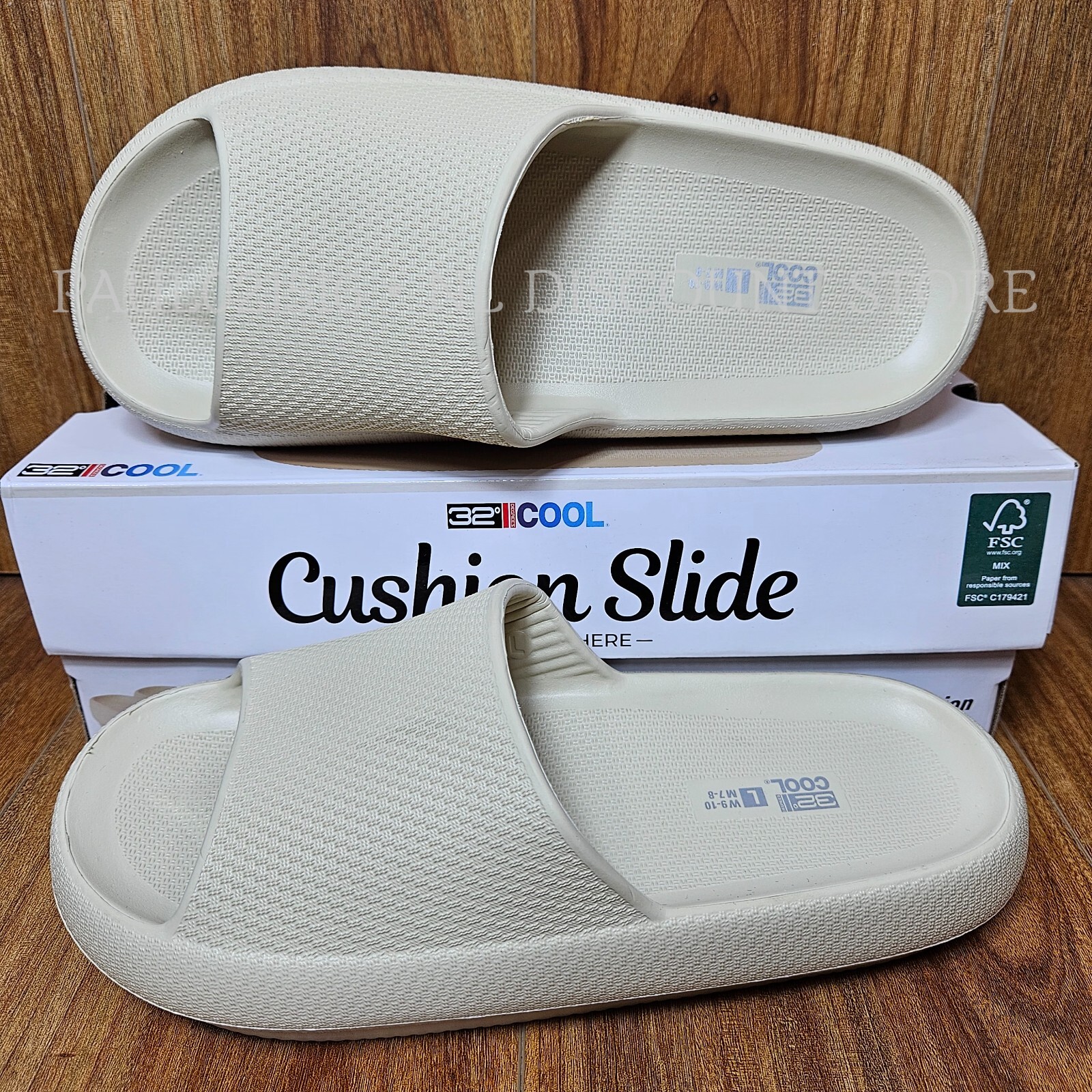 32 DEGREES COOL Cushion Slides Unisex (W)Women's (M)Men's ~ Tan ~ S M L XL