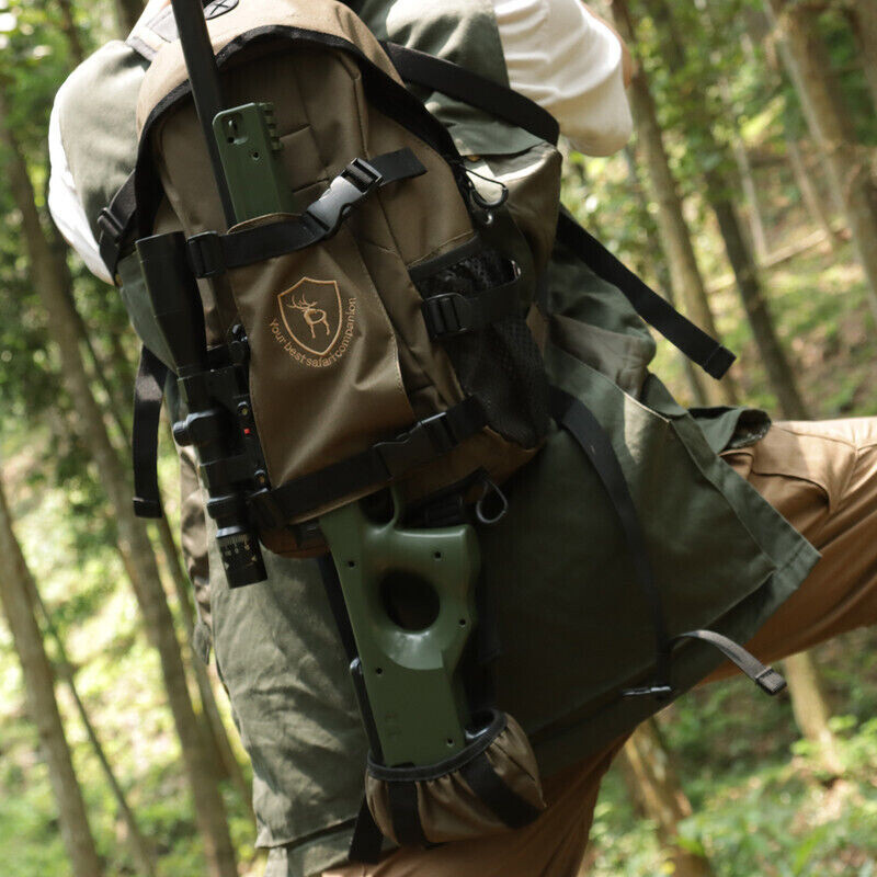 TOURBON Hiking Day Pack Hunting Backpack Rifle Stock Carry Molle Bag Gun Holder