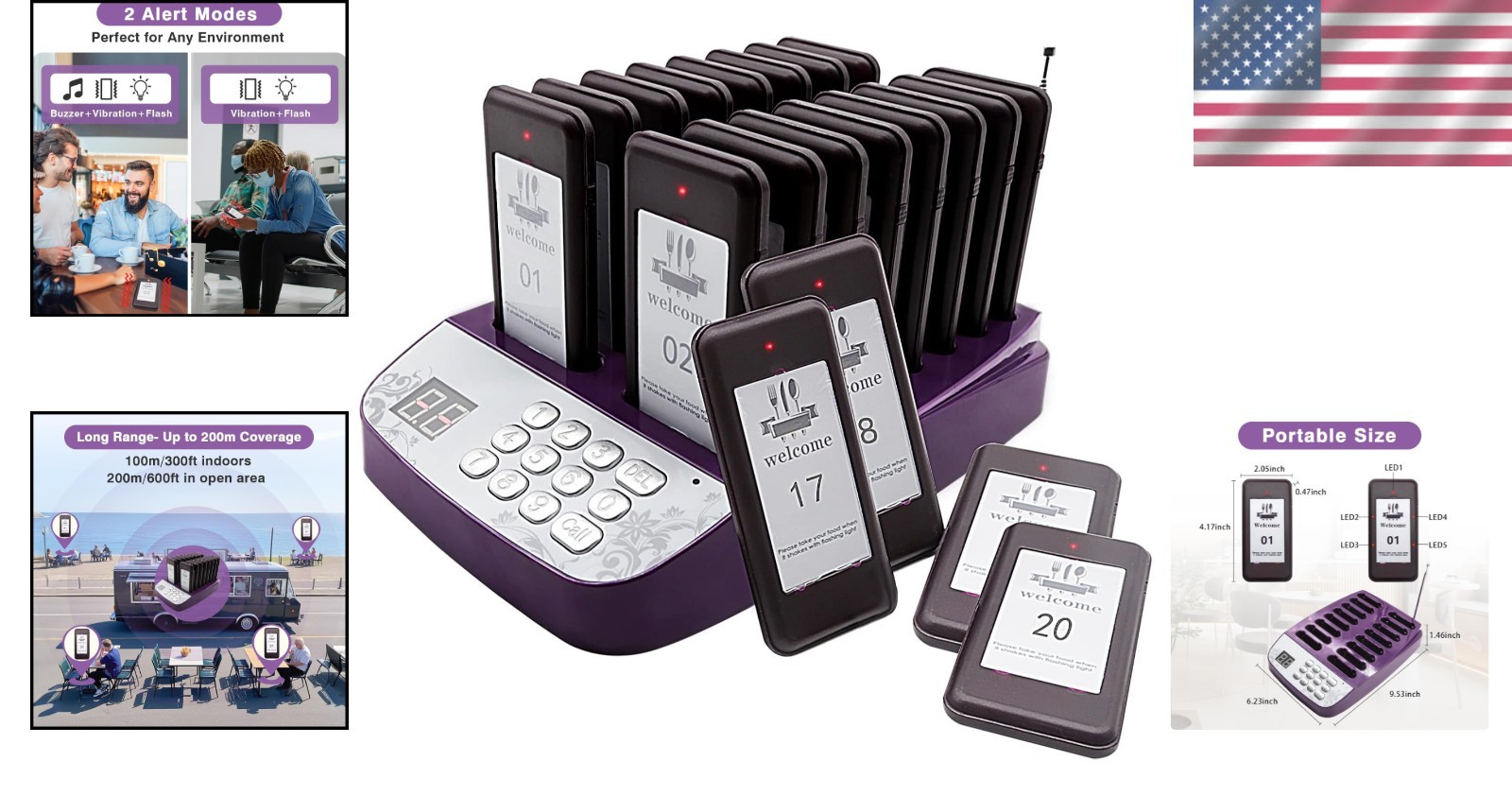 20-Set Restaurant Buzzers: Long Range Paging for Safe Distancing and Efficiency