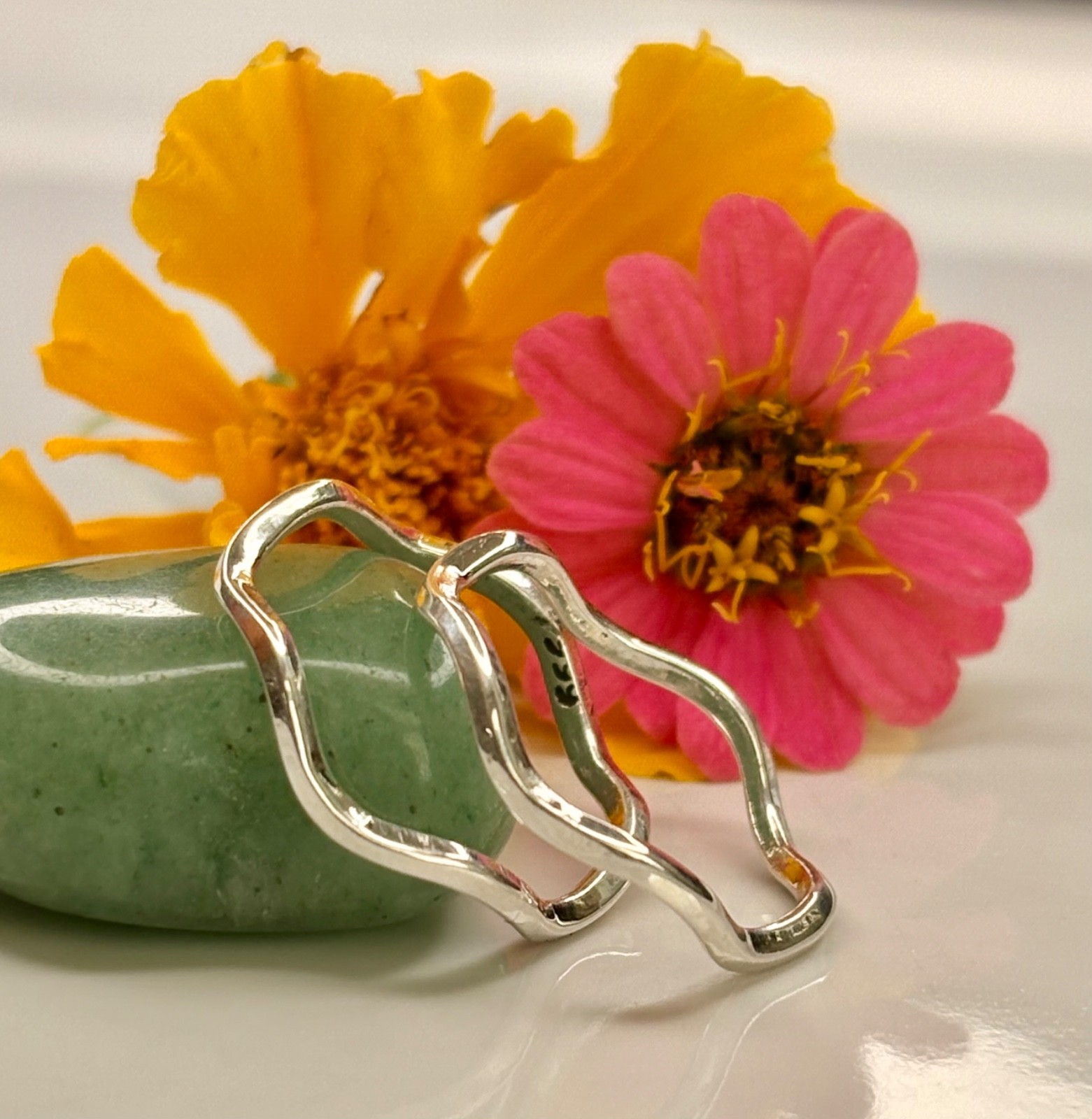 hand made fine silver 999. stacking Minimalist thin ring Big waves . 1 ring
