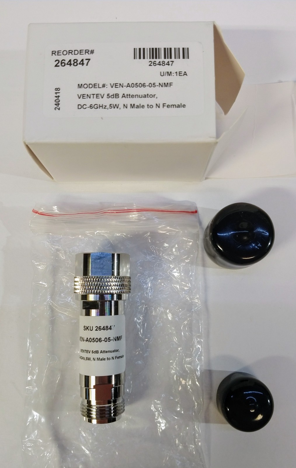 VENTEV #VEN-A0506-05-NMF 5dB Attenuator DC-6GHz 5watt N-Male to N-Female