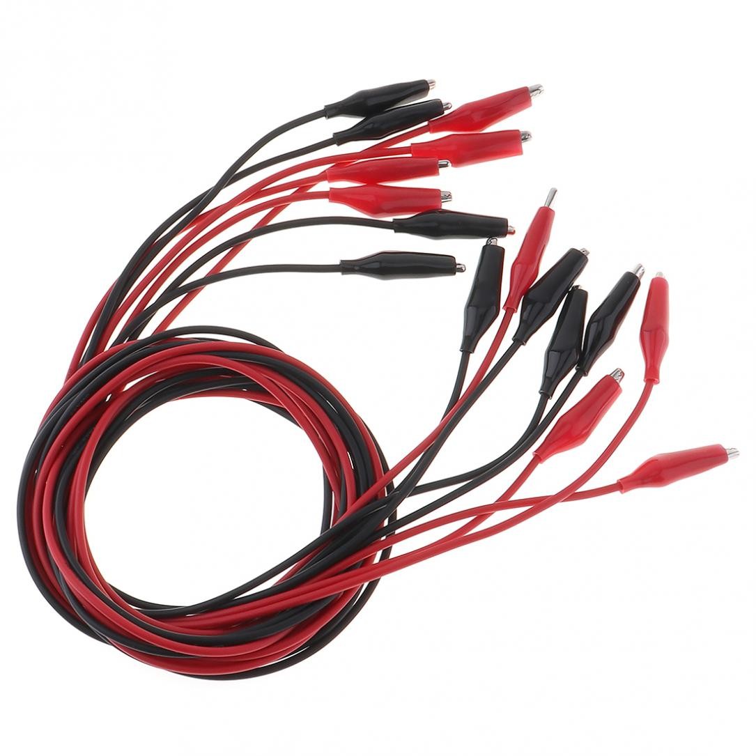 8PCS Double-ended Wire Crocodile Alligator Clips Test Leads Jumper Cable