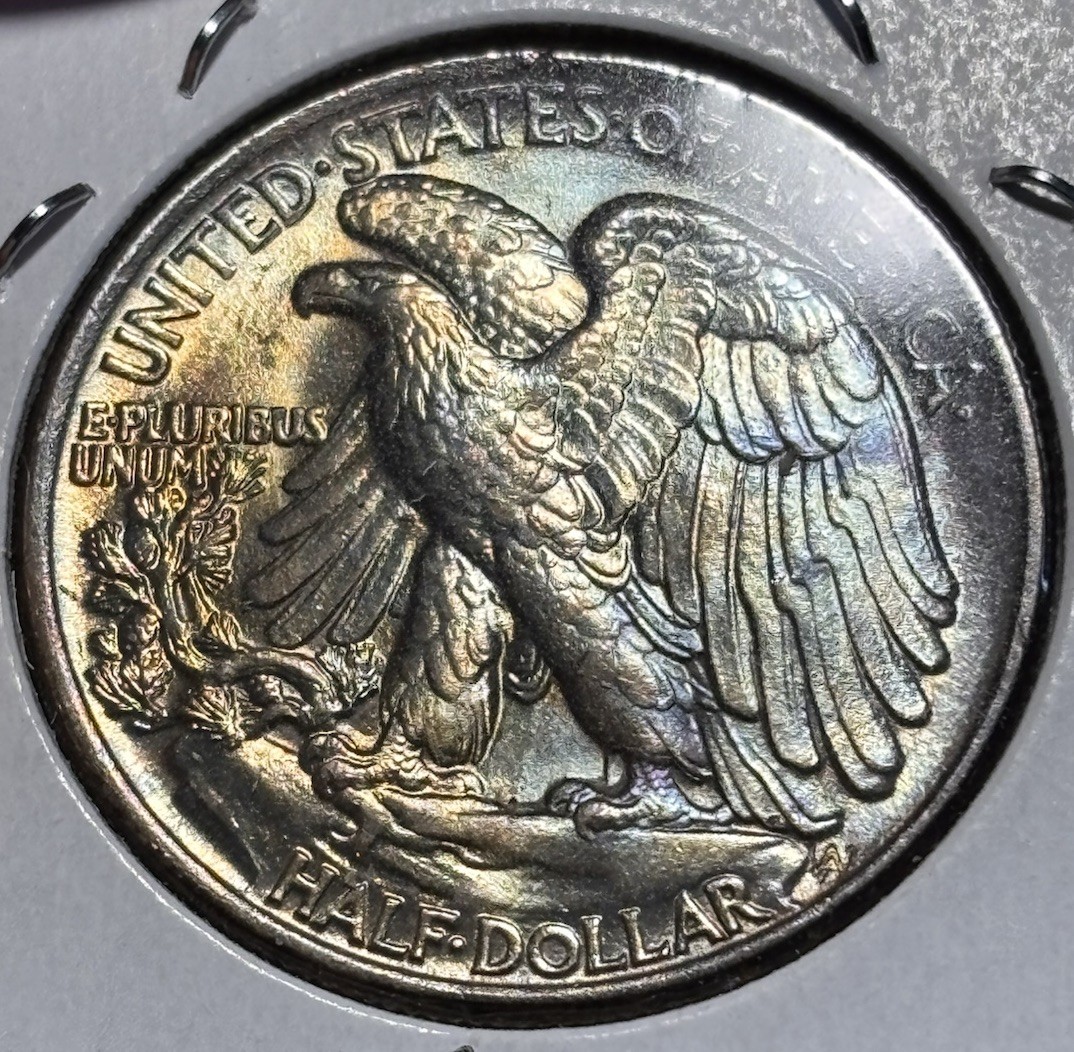 1944 Walking Liberty BU Original Golden Album Toning Colorful Reverse 🌅