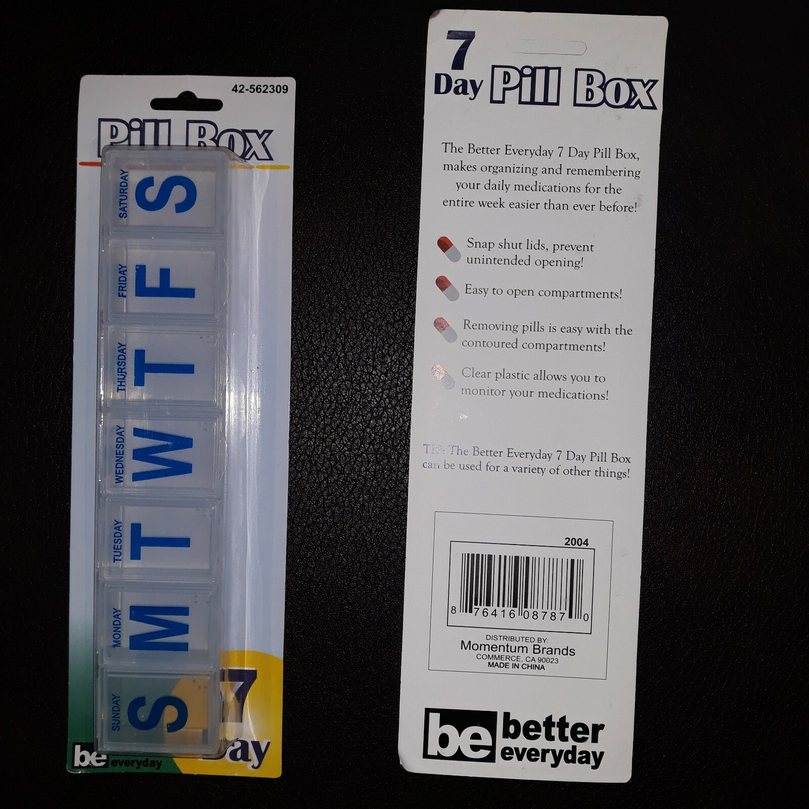 lot of 2    7 Day Pill Box Organizer Medicine Tablet Daily Vitamin Case Holder