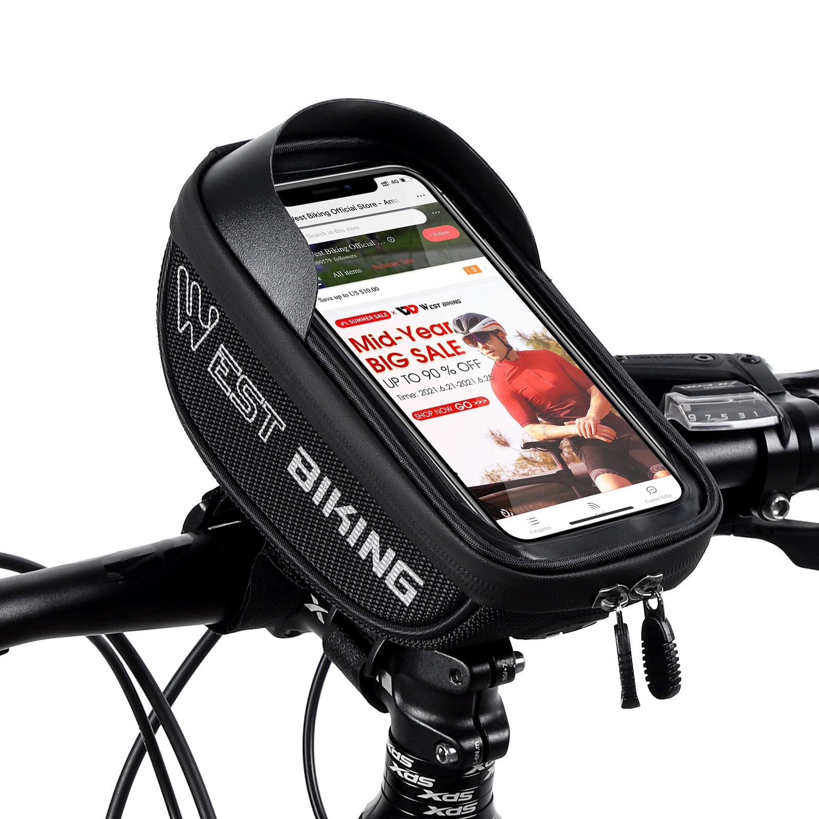 WEST BIKING Bicycle Handlebar Bag Touch Screen Phone Case Waterproof Bike Bag