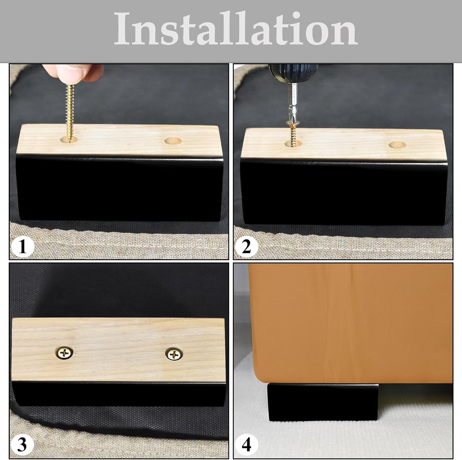 Wood Bed Risers Black 2 inch)